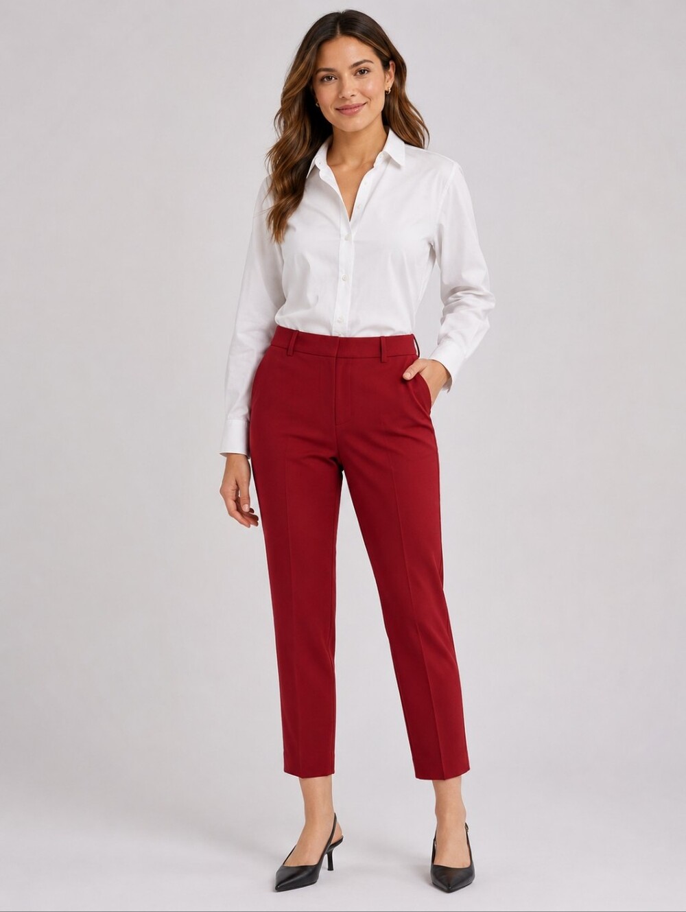 ❤️ NWOT! THEORY VIRGIN WOOL TREECA 2 CLASSIC SLIM CROP SUIT PANTS, RED, 6 (28)